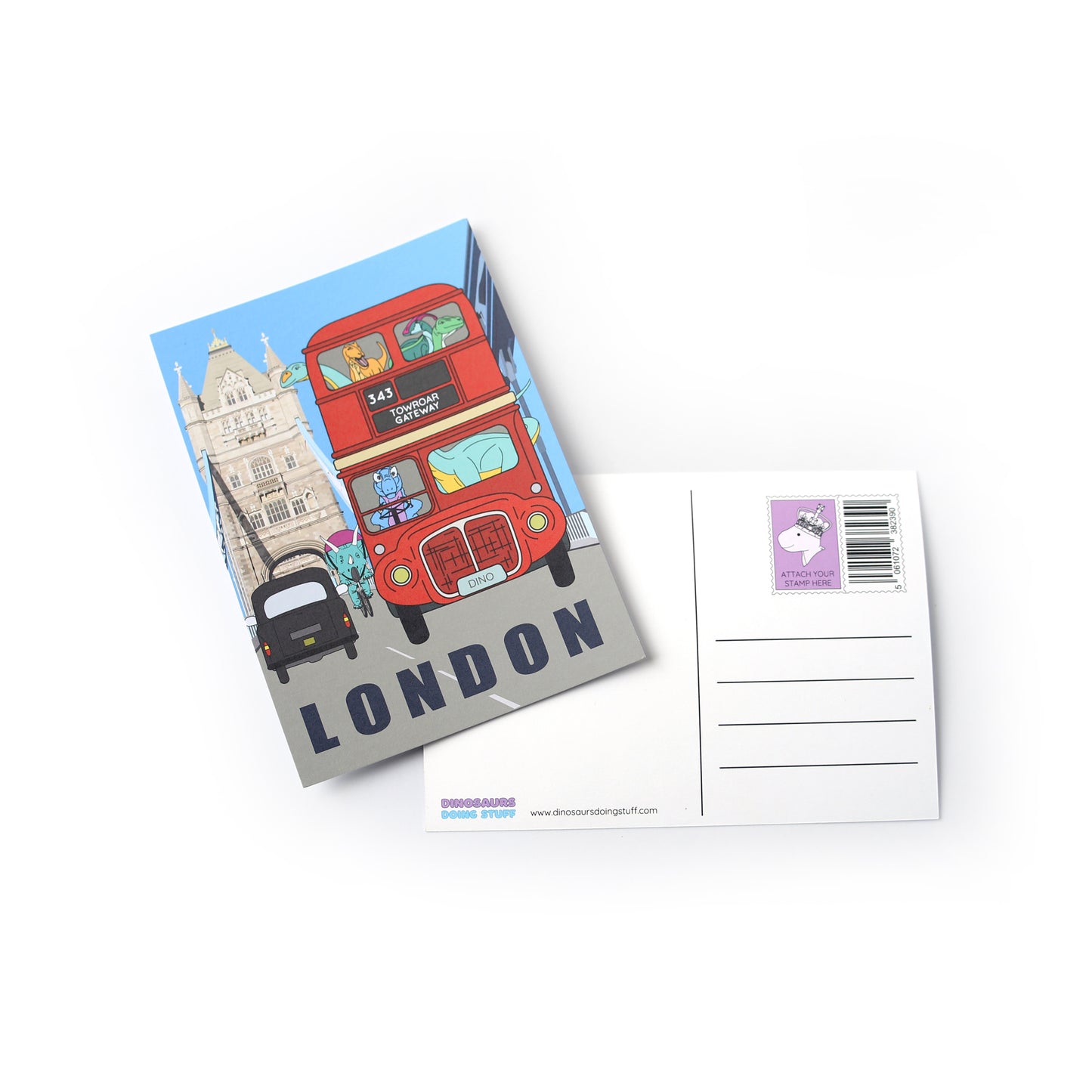 London Dinosaur Postcard - Bus