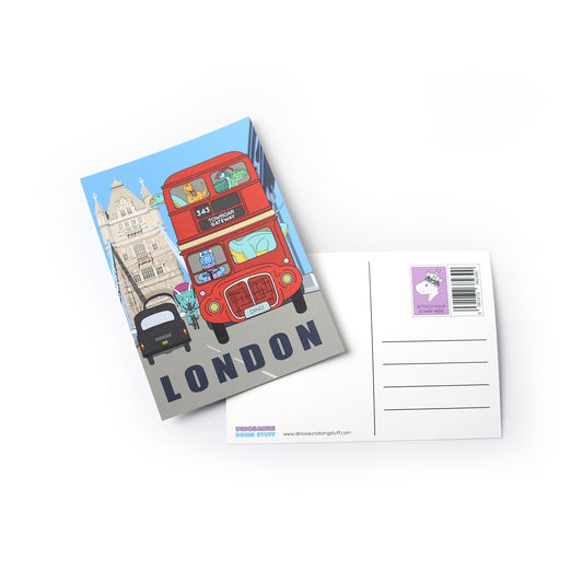 London Dinosaur Postcard - Bus