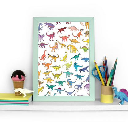Dinosaur Rainbow Poster Print