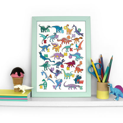 Dinosaur A-Z Alphabet Poster Print