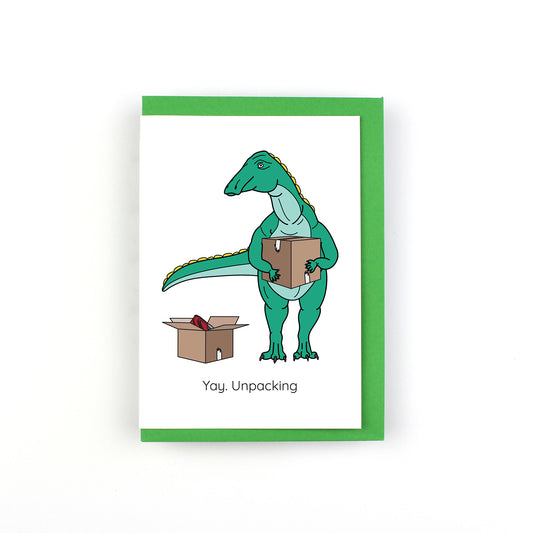 Yay. Unpacking Dinosaur Greeting Card