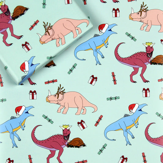 Dinner Dinosaur Christmas Wrapping Paper