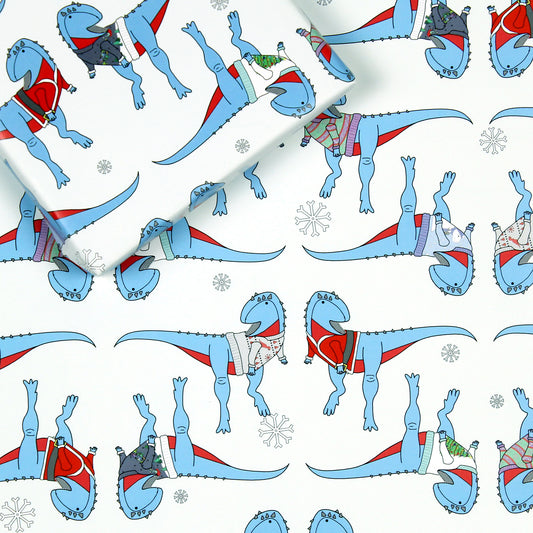 Dinosaur Ugly Christmas Jumper Wrapping Paper
