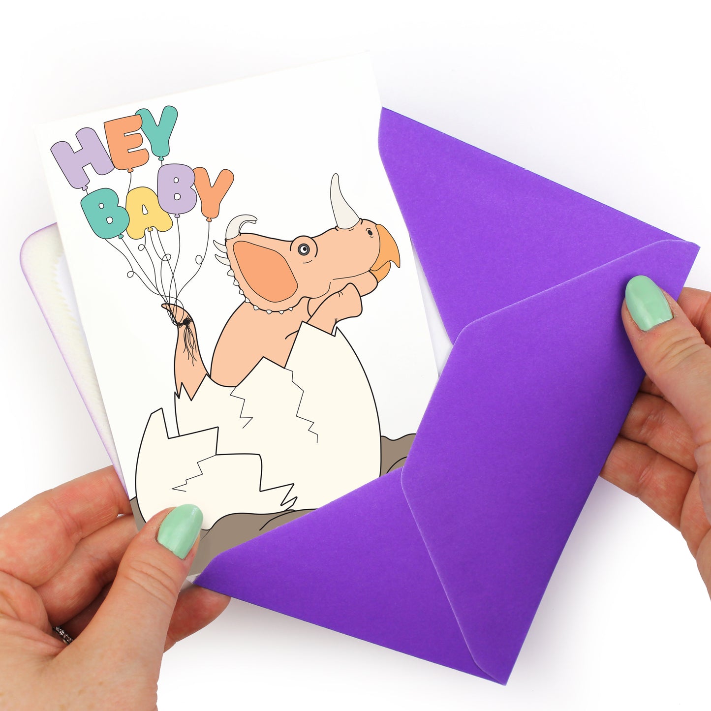 Hey Baby Dinosaur Greeting Card