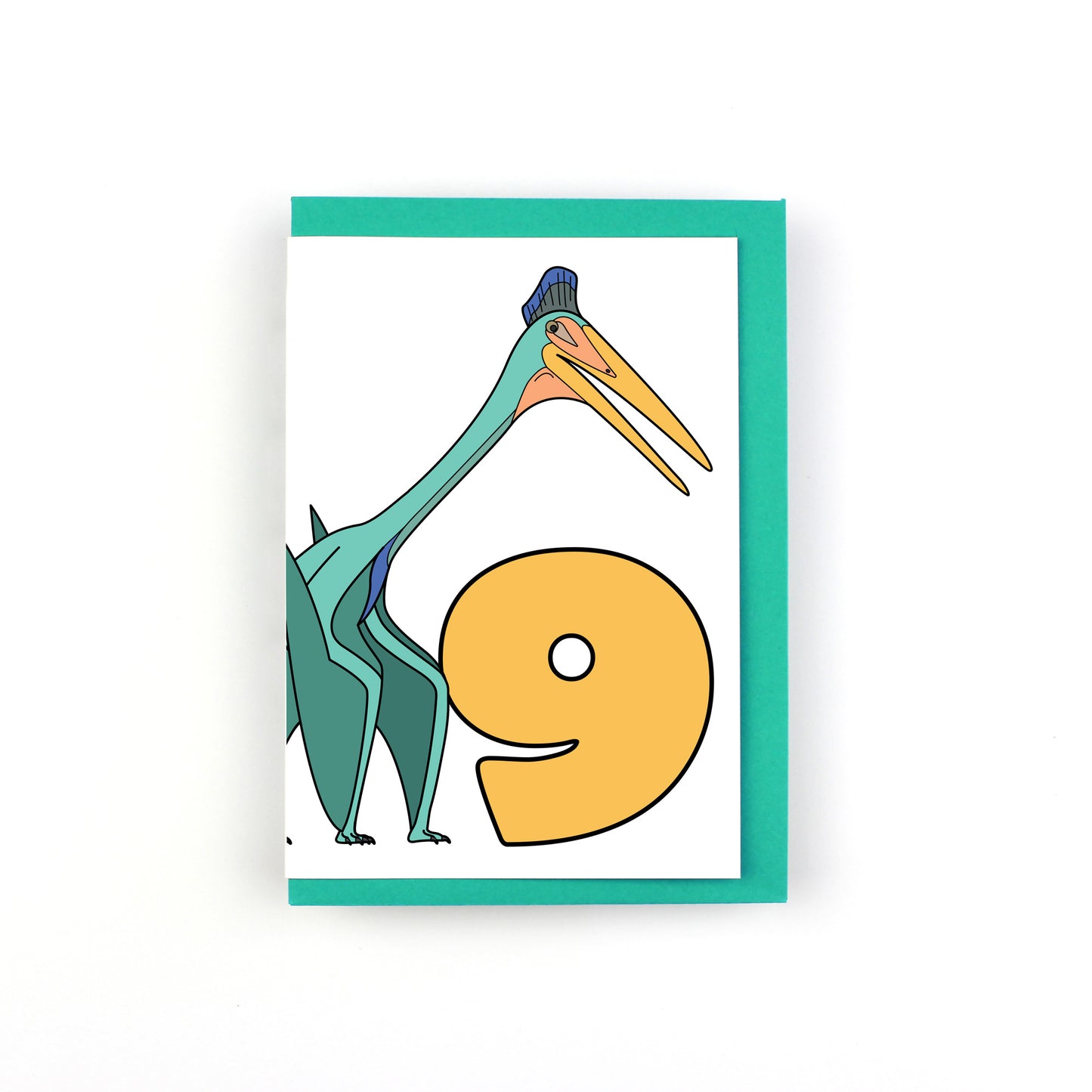 Number 09 Dinosaur Greeting Card and Badge