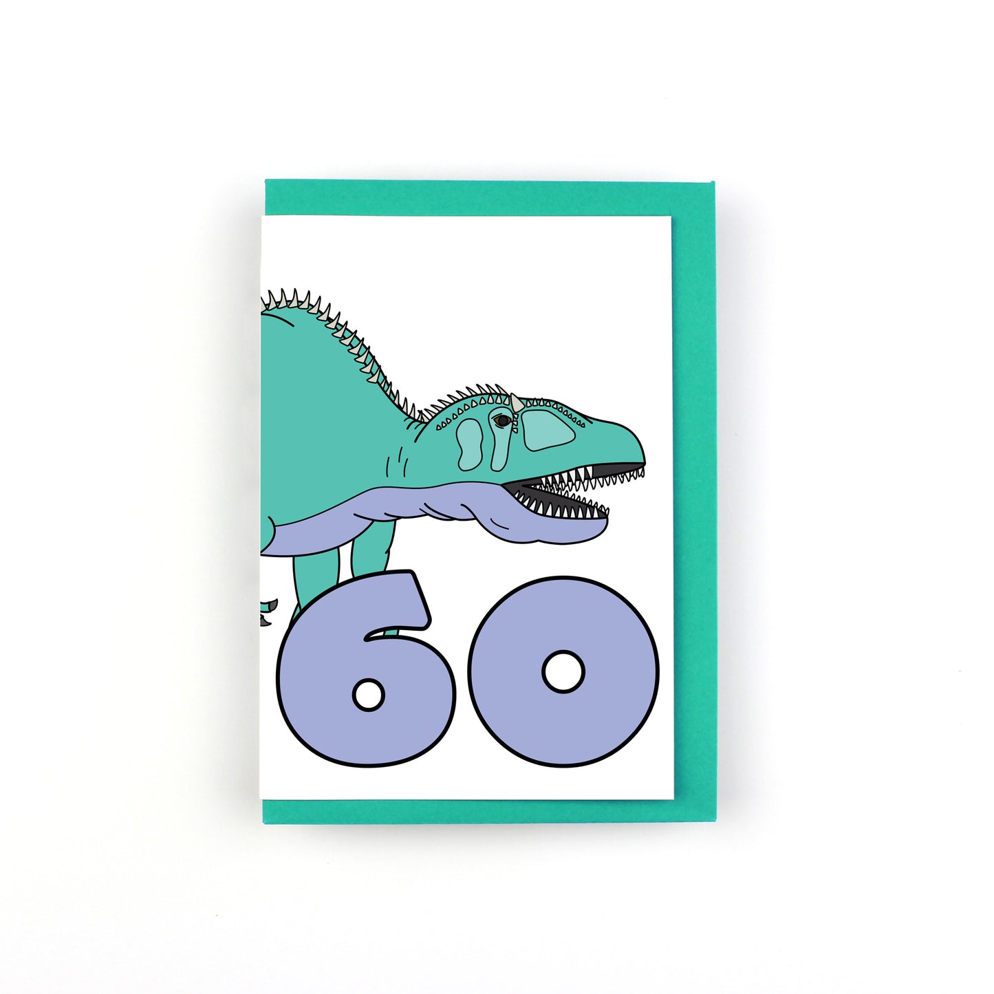 Number 60 Dinosaur Greeting Card and Badge