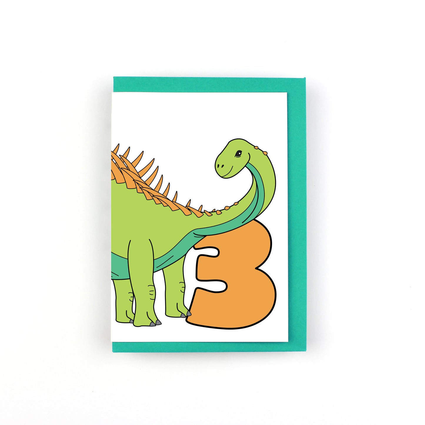 Number 03 Dinosaur Greeting Card and Badge