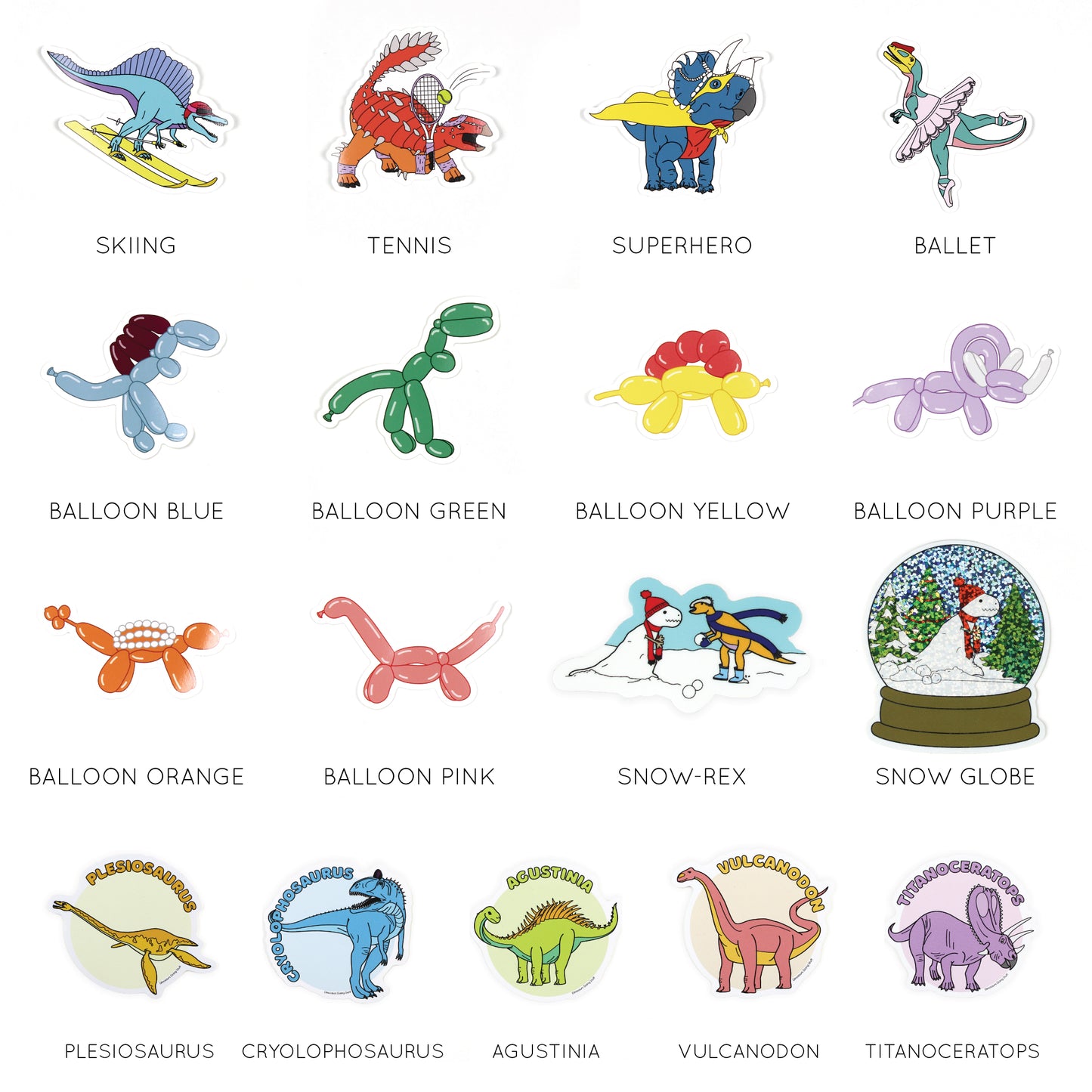 labelled dinosaur stickers