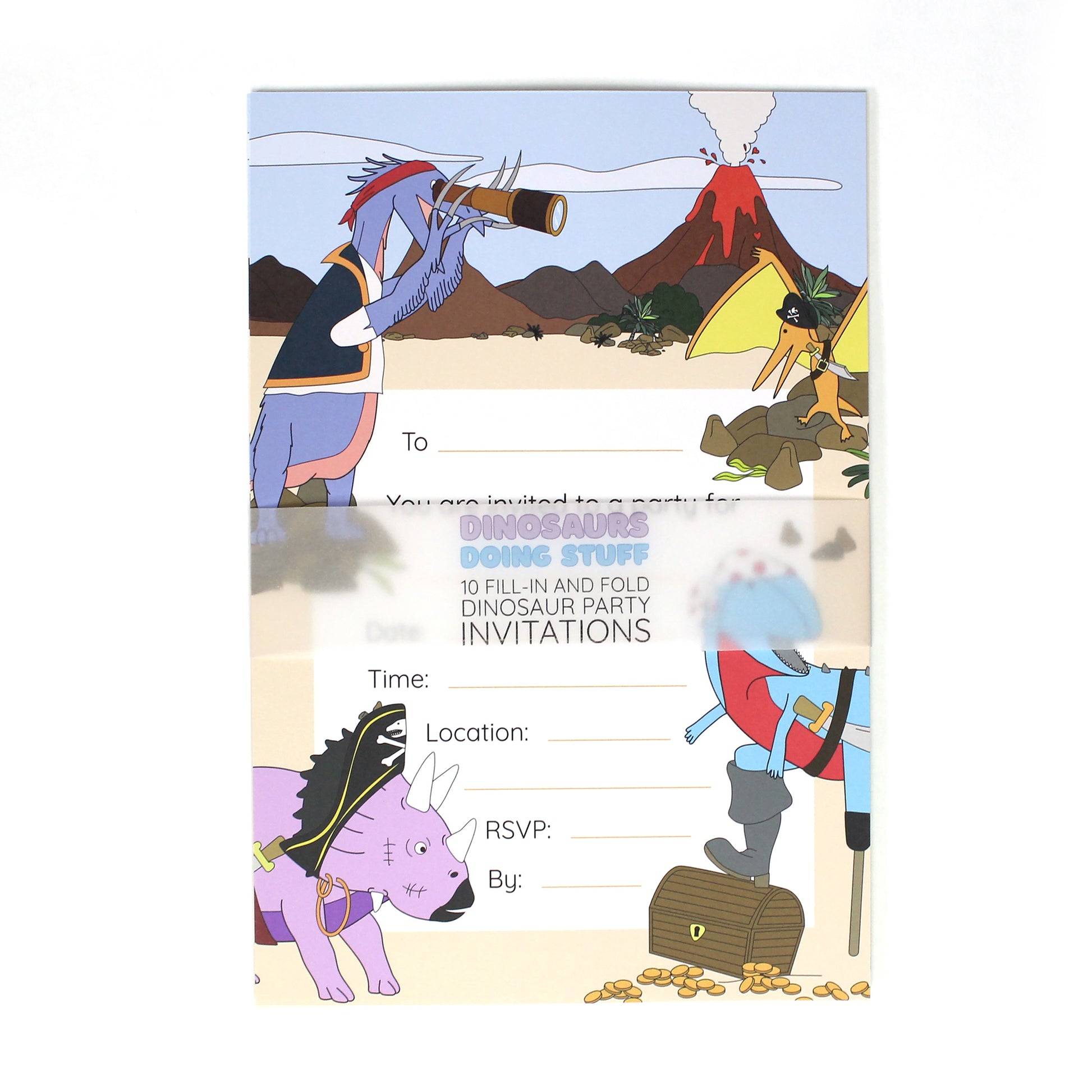 Pirate Dinosaur Invitation 10 Pack