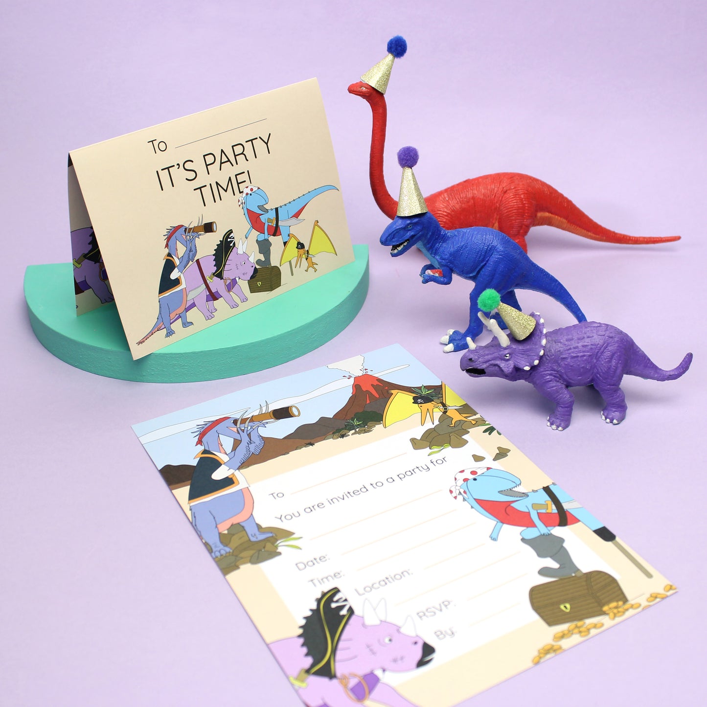 Pirate Dinosaur Invitation 10 Pack