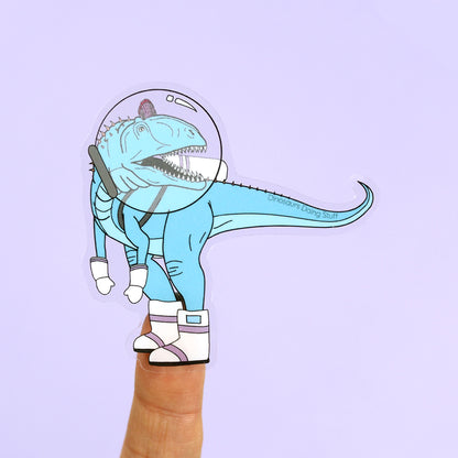 Astronaut Dinosaur Clear Vinyl Sticker - Cryolophosaurus