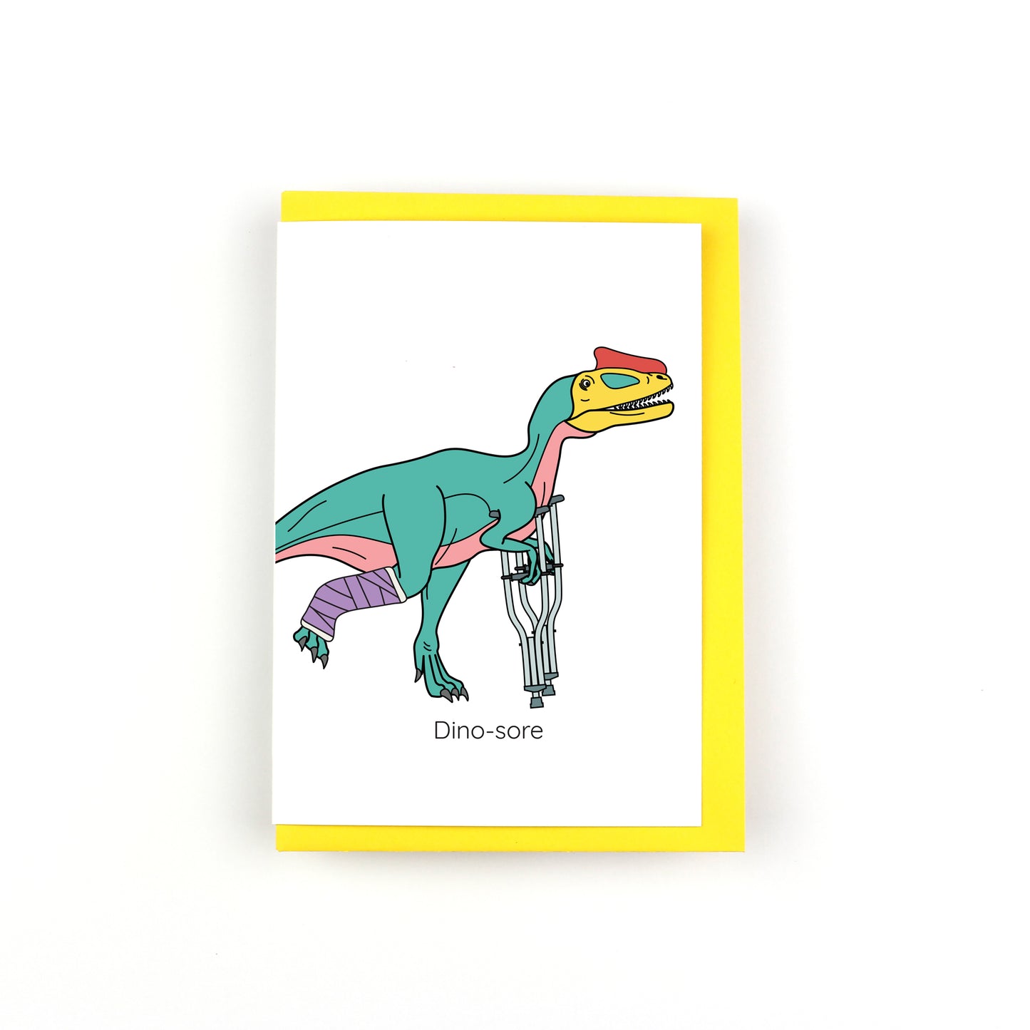 Dino-Sore (Crutches) Dinosaur Greeting Card