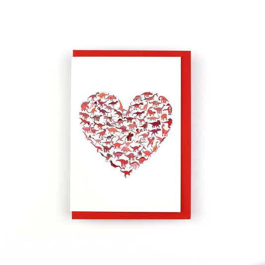Heart (Red) Dinosaur Greeting Card