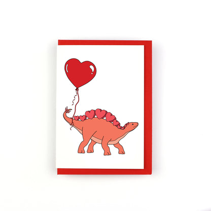 Heart Stegosaurus Dinosaur Greeting Card