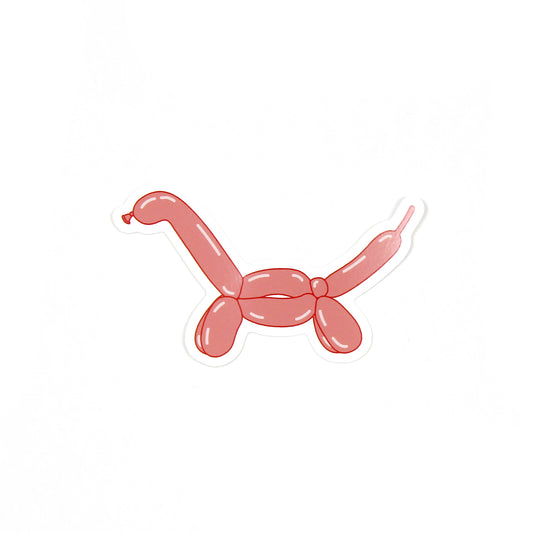 pink brontosaurus balloon dinosaur sticker on a white background