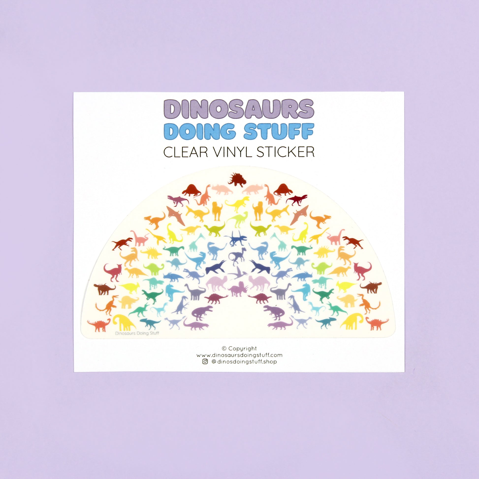 Dinosaur Clear Vinyl Sticker - Rainbow