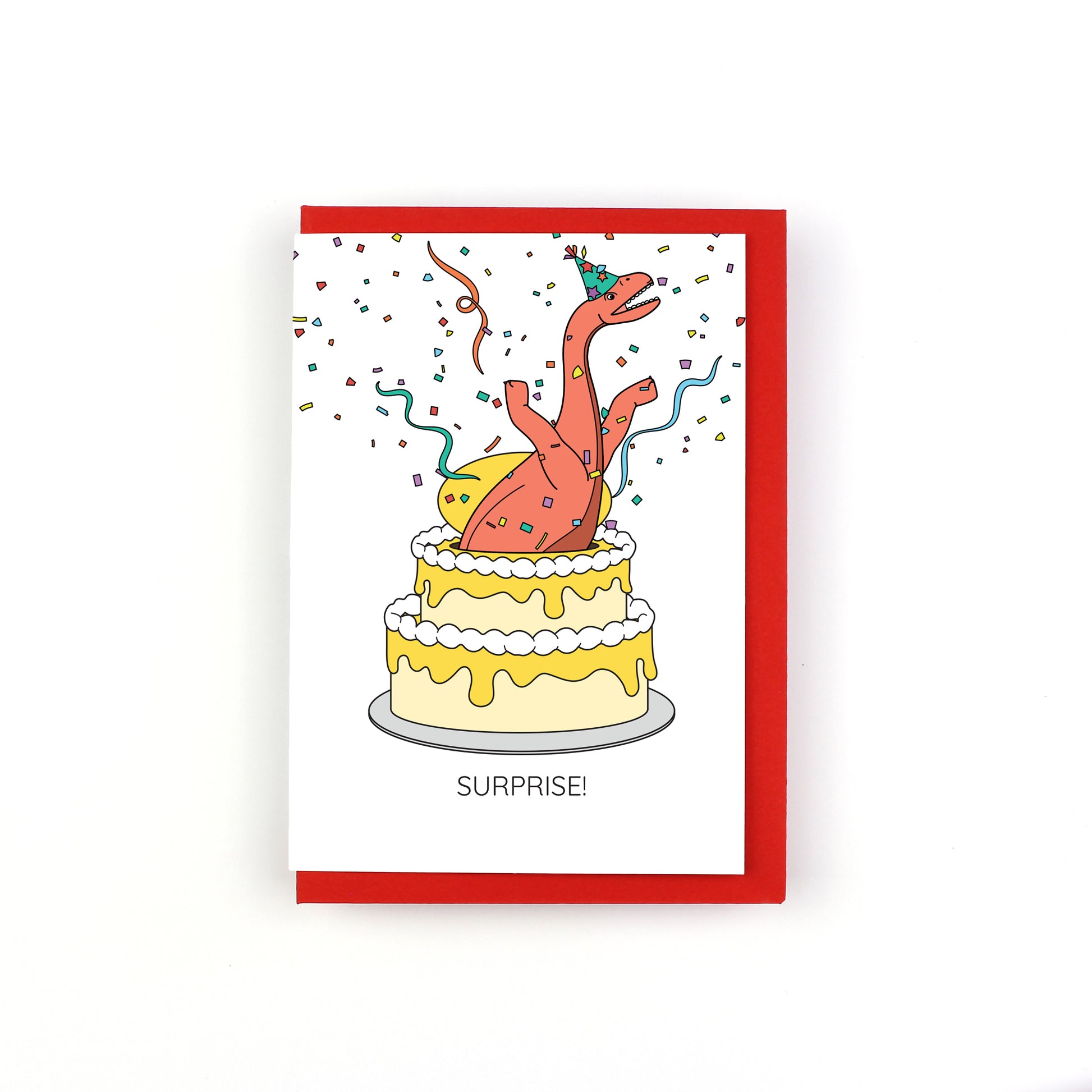 Surprise! Cake Dinosaur Greeting Card