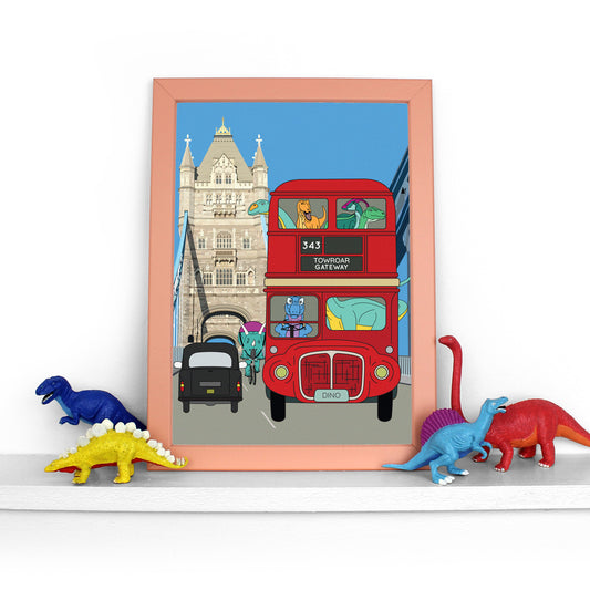 Dinosaur London Bus Poster Print