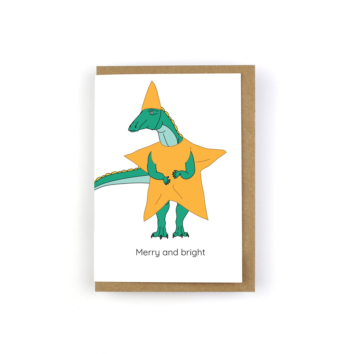 Merry and Bright Dinosaur Christmas Greeting Card
