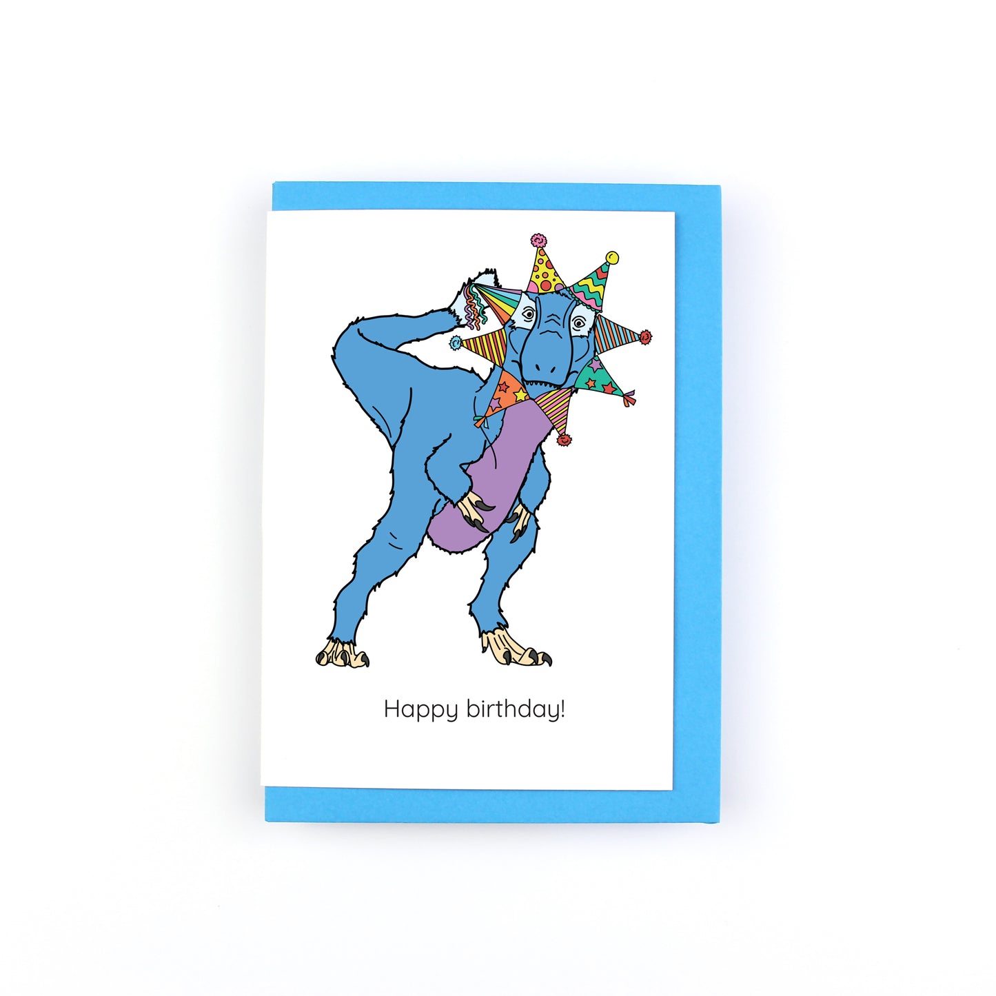 Party Hat Dinosaur Greeting Card V3