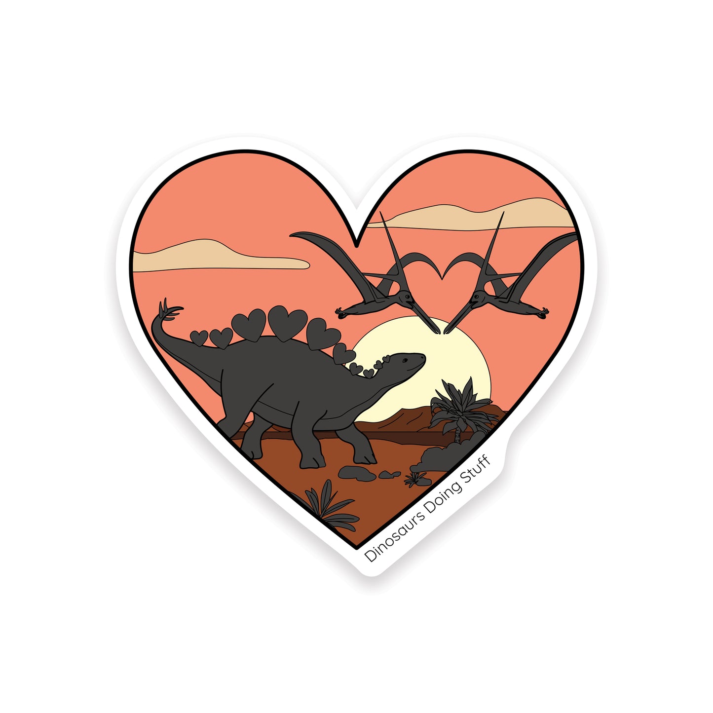 Heart Dinosaur Vinyl Sticker - Saur