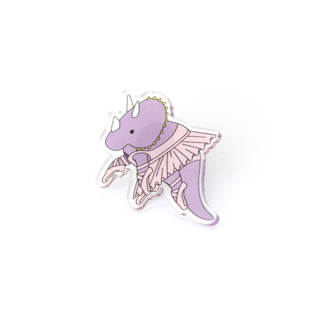 ballerina triceratops acrylic pin