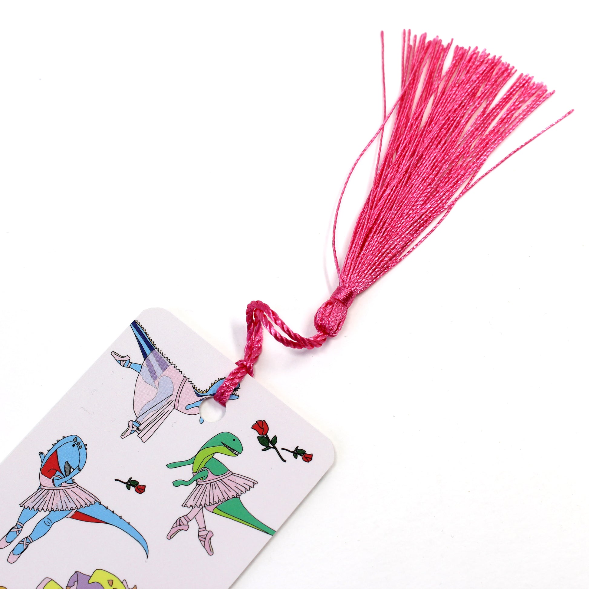 ballet dinosaur bookmark with pink tassel