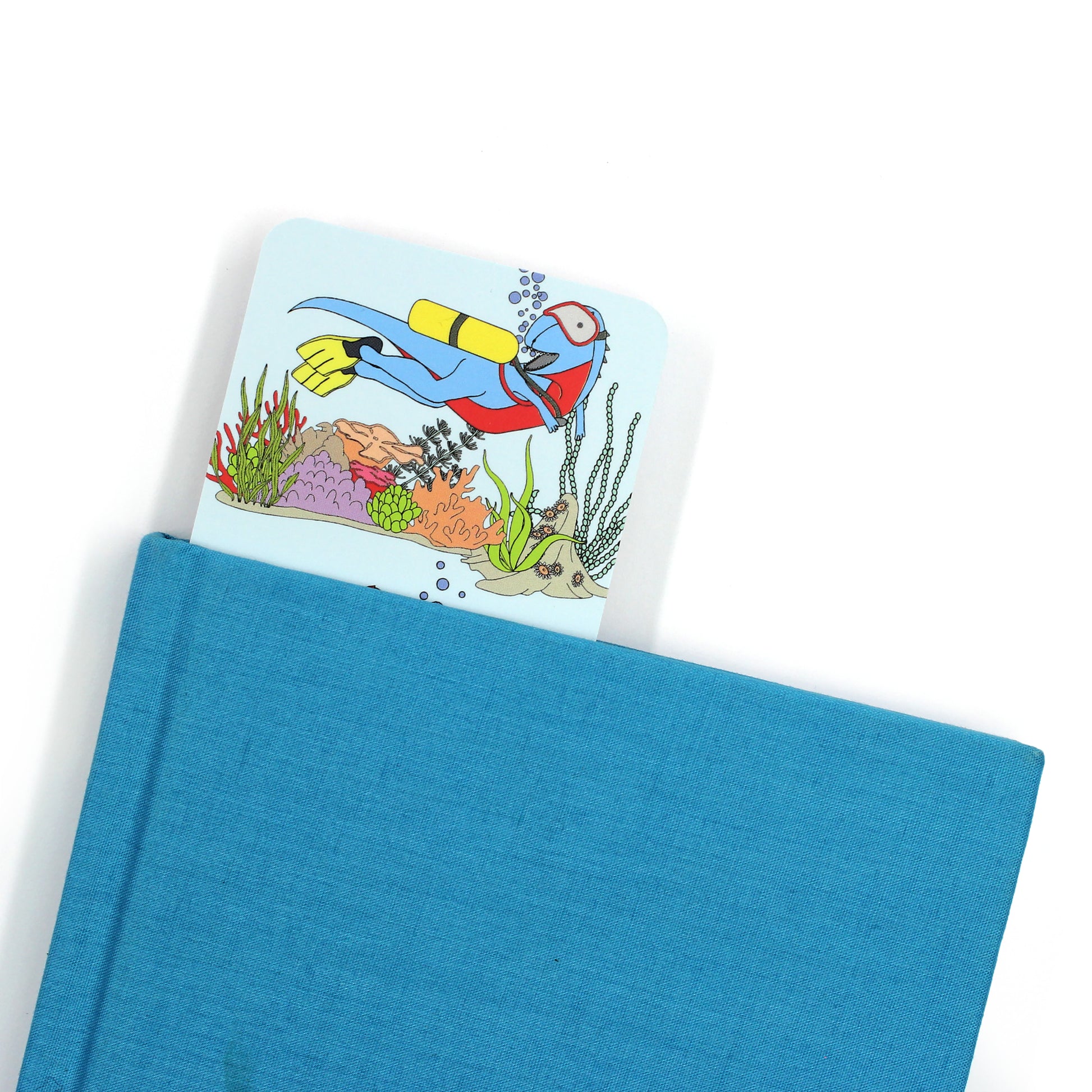 under the sea dinosaur bookmark in blue book