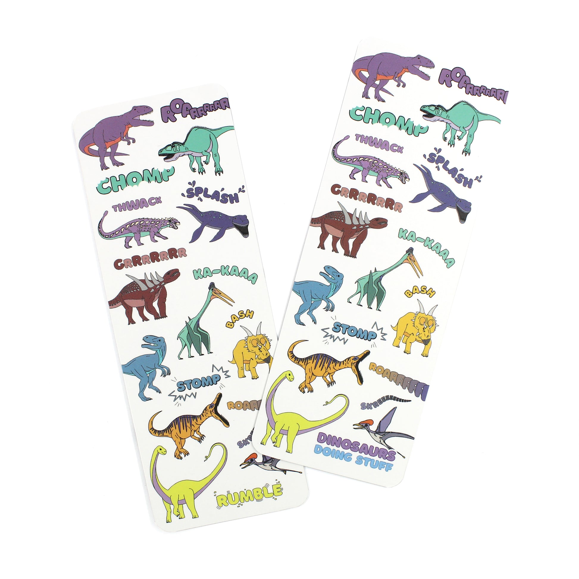 front and back of dinosaur words bookmark