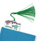 dinosaur words bookmark with green tassel
