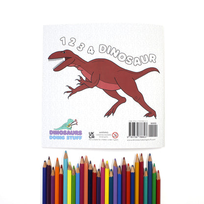 Back cover of 1234 Dinosaur colouring book