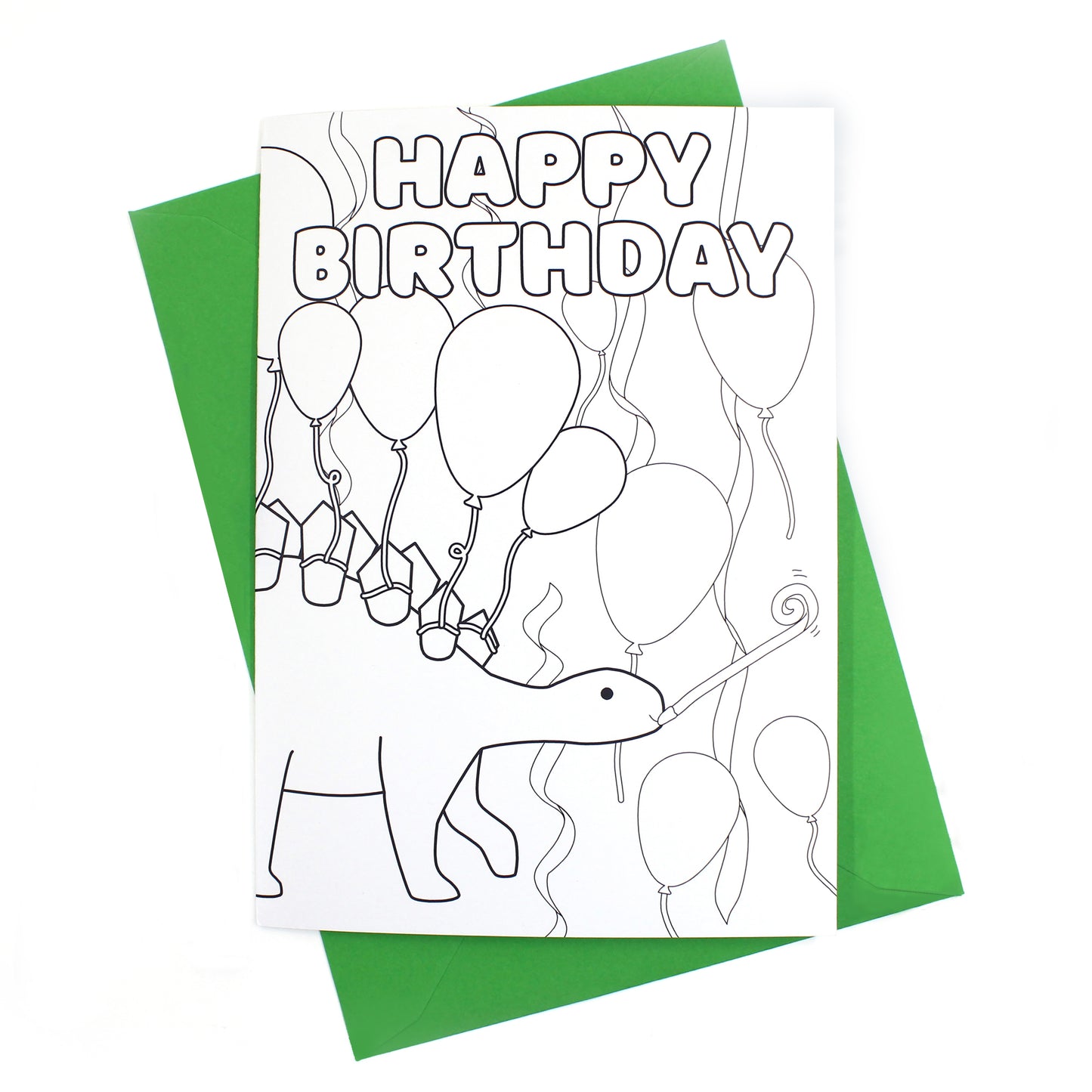 stegosaurus party colouring in greeting card
