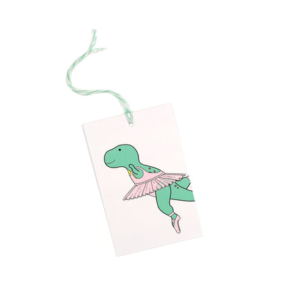 single ballet dinosaur gift tag
