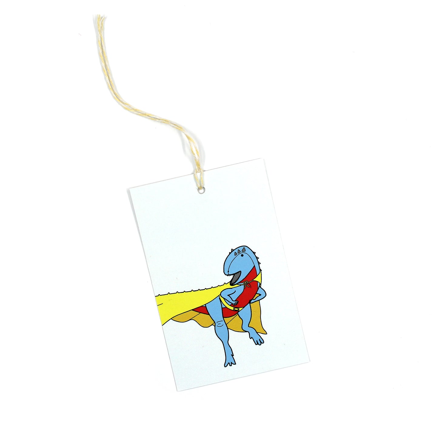single superhero dinosaur gift tag
