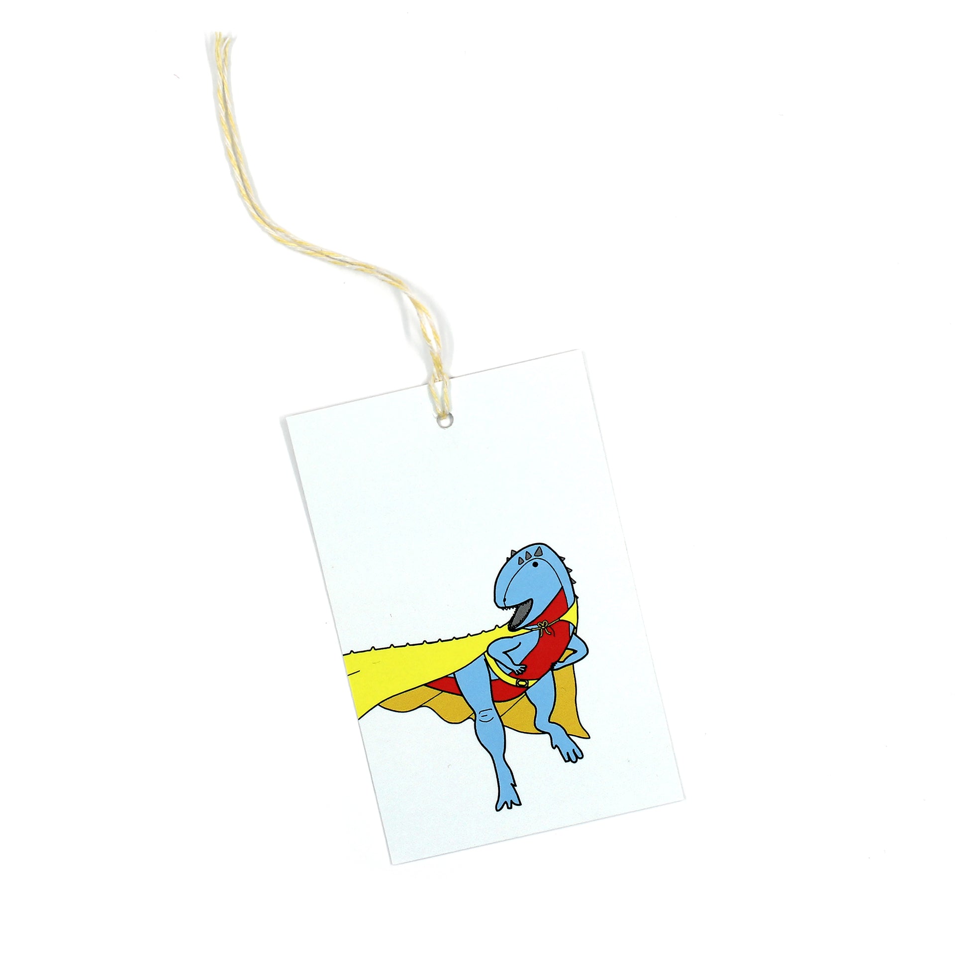 single superhero dinosaur gift tag