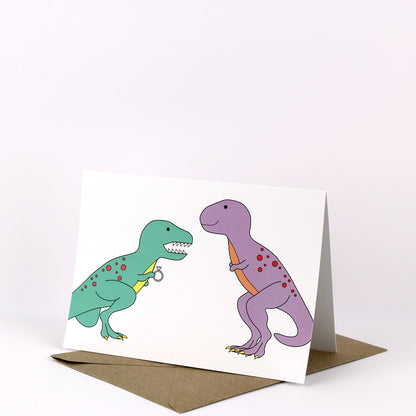 Dinosaur Engagement Greeting Card