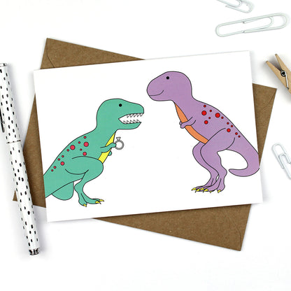 Dinosaur Engagement Greeting Card