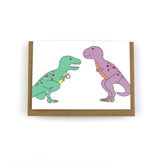 T-Rex Engagement Dinosaur Greeting Card