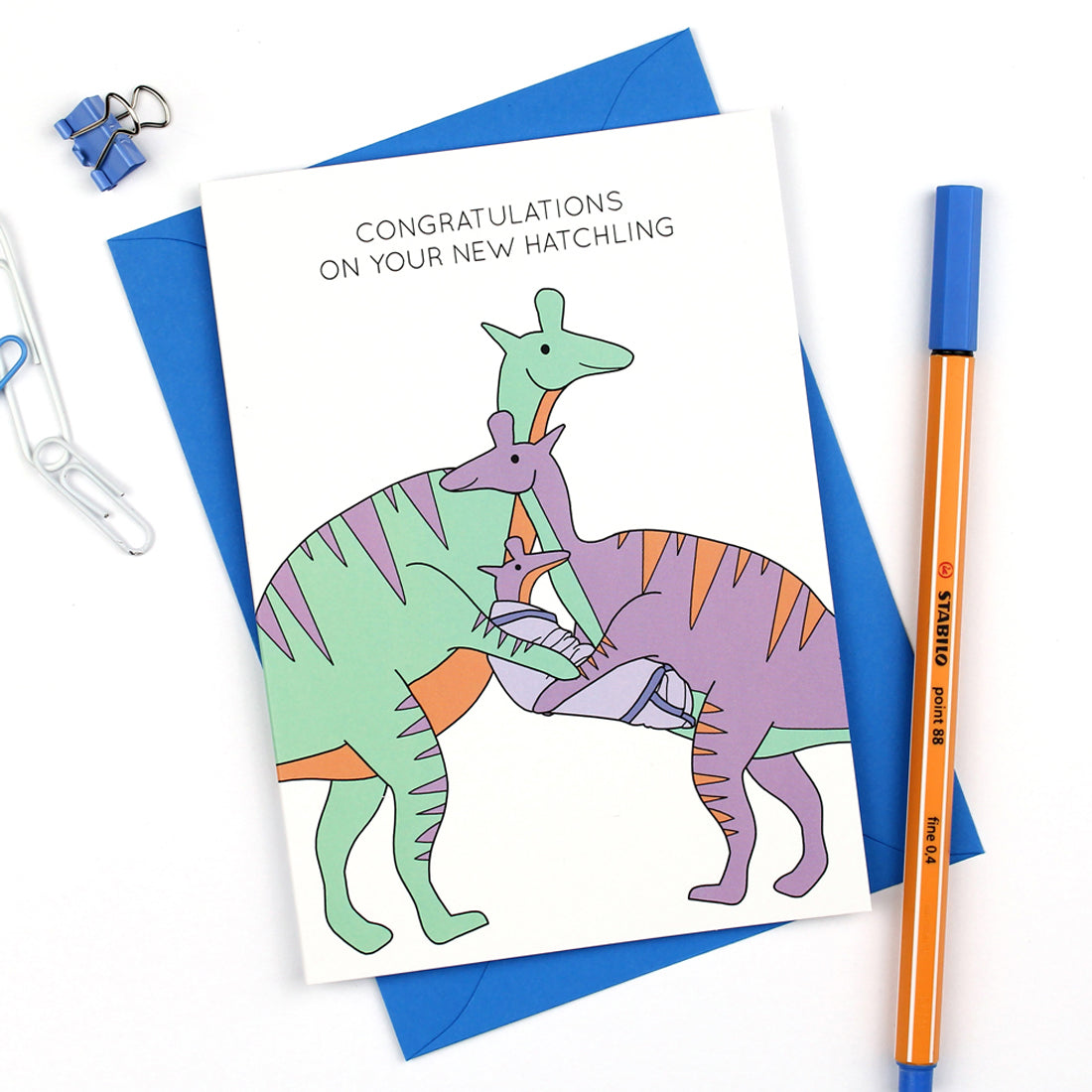 Congratulations on Your New Hatchling Greeting Card with blue envelope