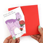 hands holding an envelope while removing the roses are red dinosaur card from the envelope