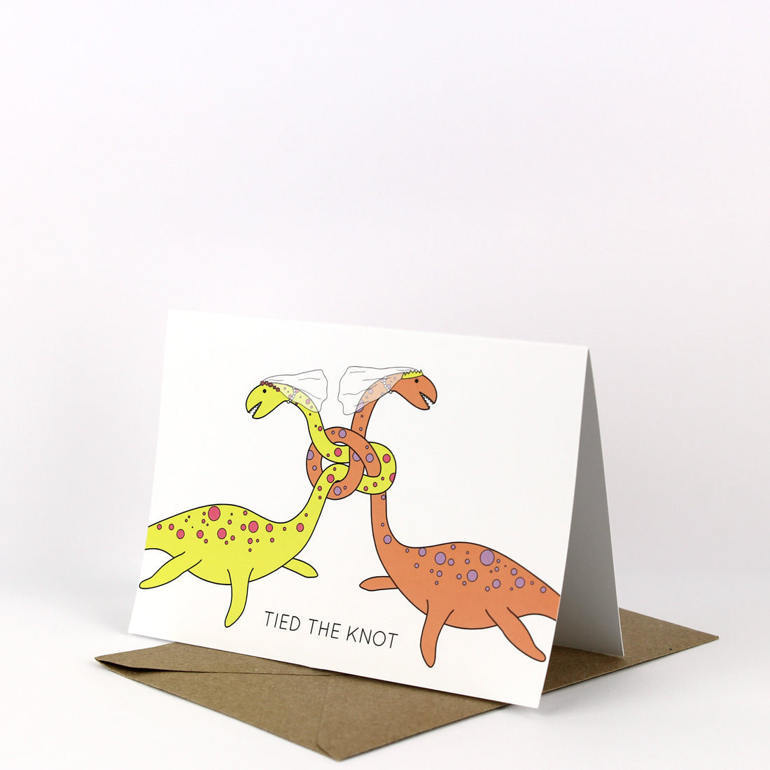 Tied the Knot Wedding Dinosaur Greeting Card - Same sex - Women