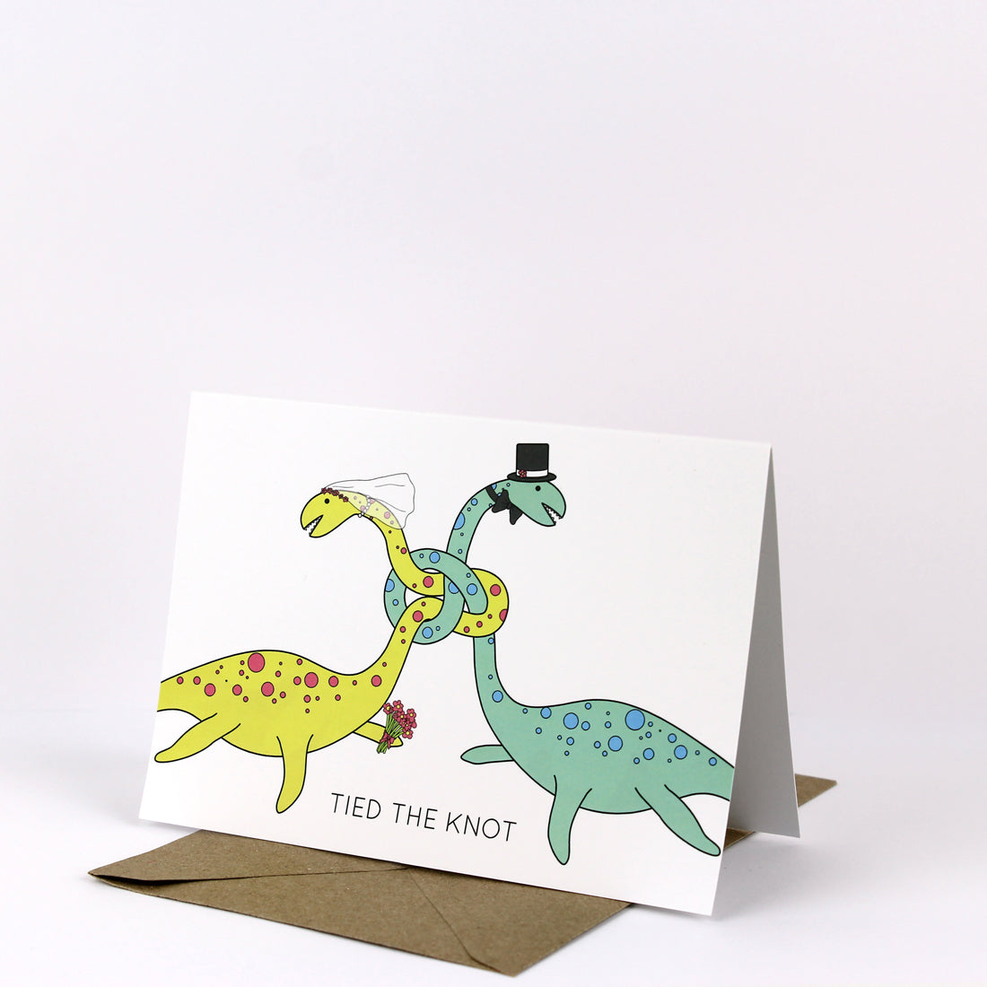 Tied the Knot Wedding Dinosaur Greeting Card