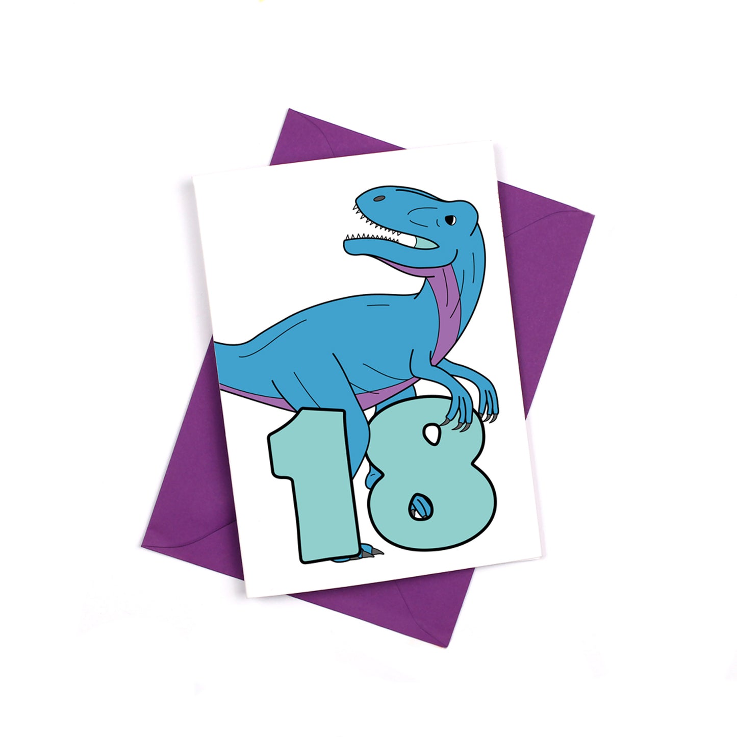 Number 18 Dinosaur Greeting card