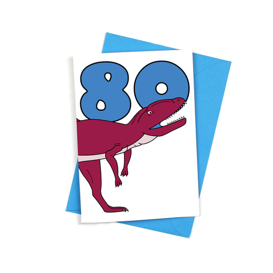 Number 80 Dinosaur Greeting card