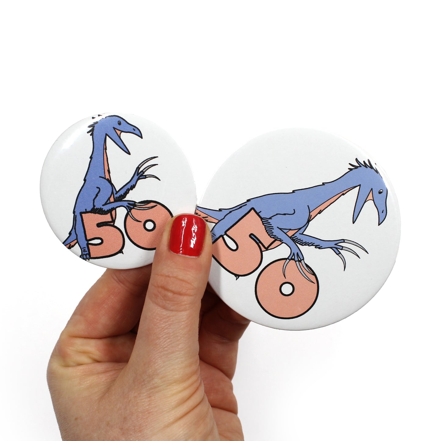 Number 50 Dinosaur Greeting badges
