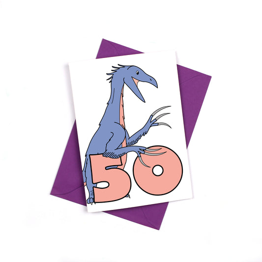 Number 50 Dinosaur Greeting card