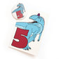 dinosaur number 5 card and badge