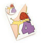dinosaur number 4 card and badge