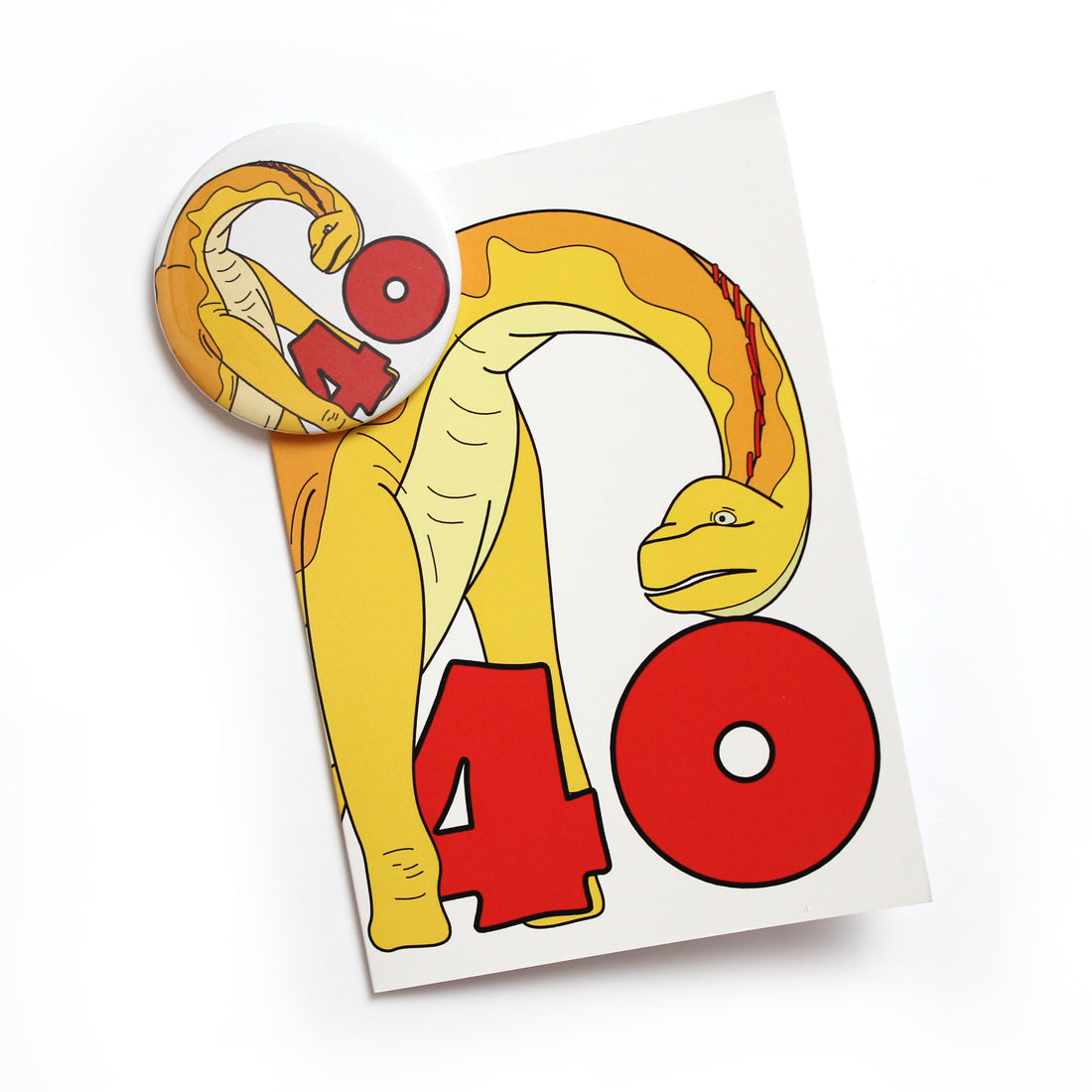 number 40 Dinosaur Greeting card and badge