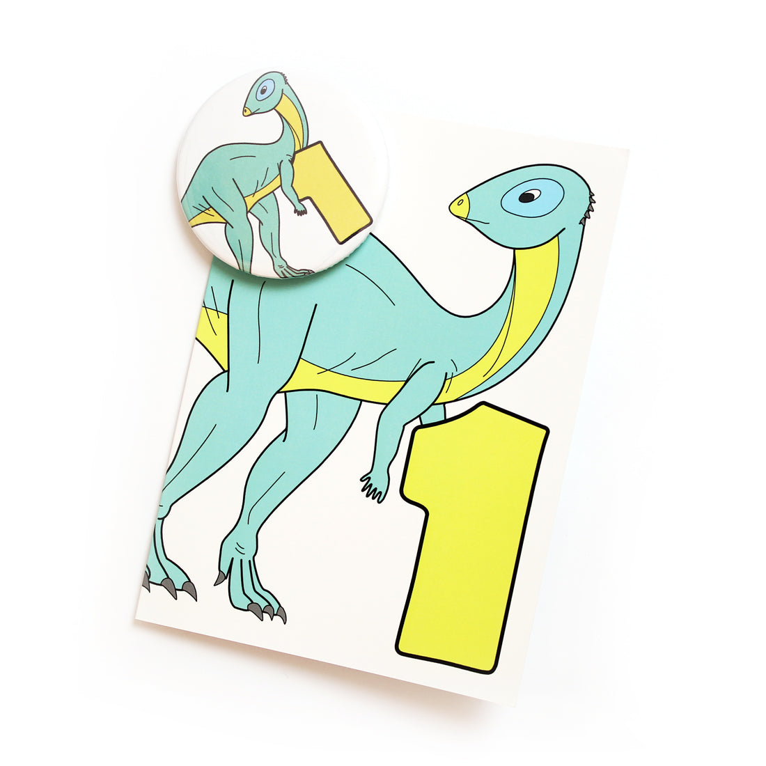 dinosaur number 1 card and badge